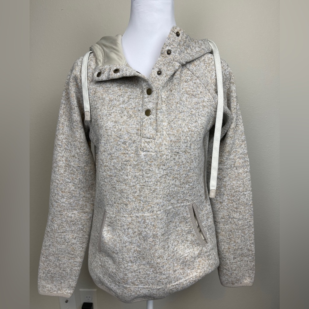 Thread and Supply quarter snap hoodie, tan Heather. Size Small EUC